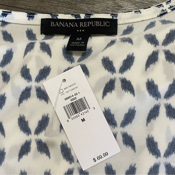 Banana Republic Faux Wrap Dress Women's Sleeveless Blue White Sz M NWT - Picture 6 of 8